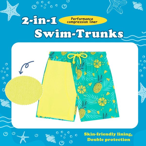 Boys 2-in-1 Swim Trunks with Liner